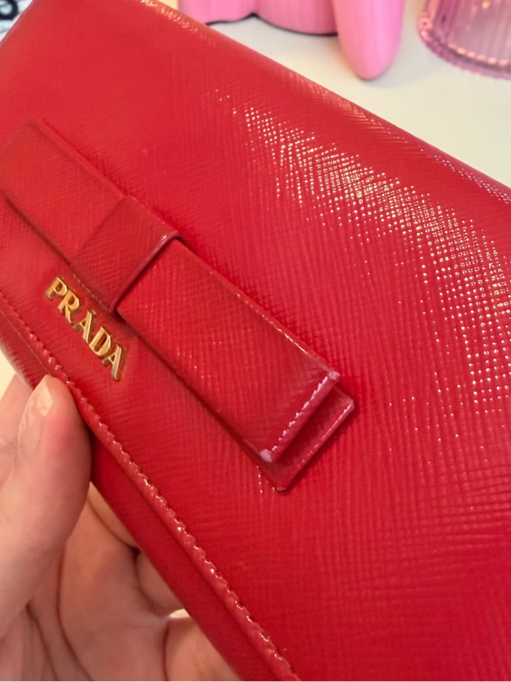 PRADA Saffiano Leather Vernice Fiocco Bow Wallet - Picture 6 of 11